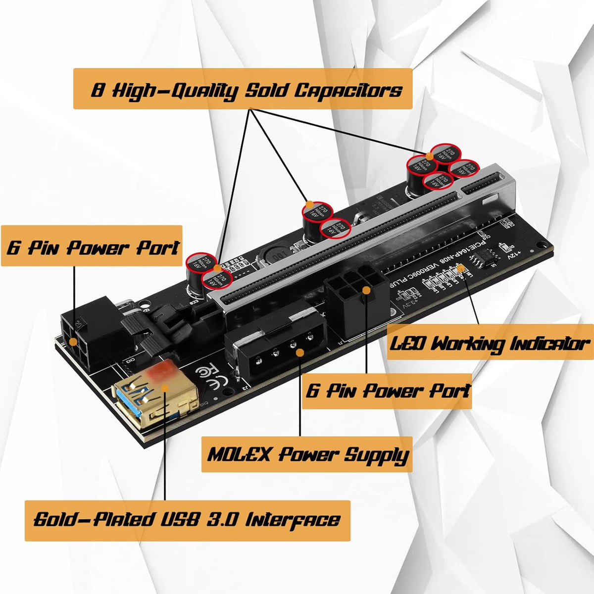 6 Pack PCI-E GPU Riser with 60cm USB 3.0 Cable G404678
