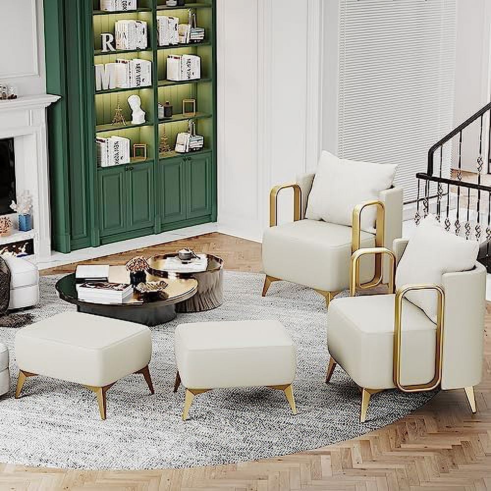 Faux Leather Accent Chair with Ottoman G8045