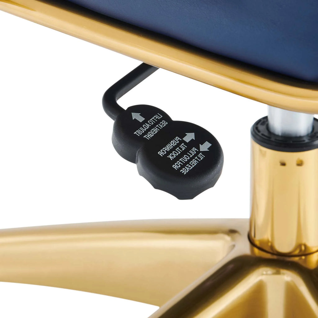 Navy Gold Faux Vinyl Leather High Back Chair V252