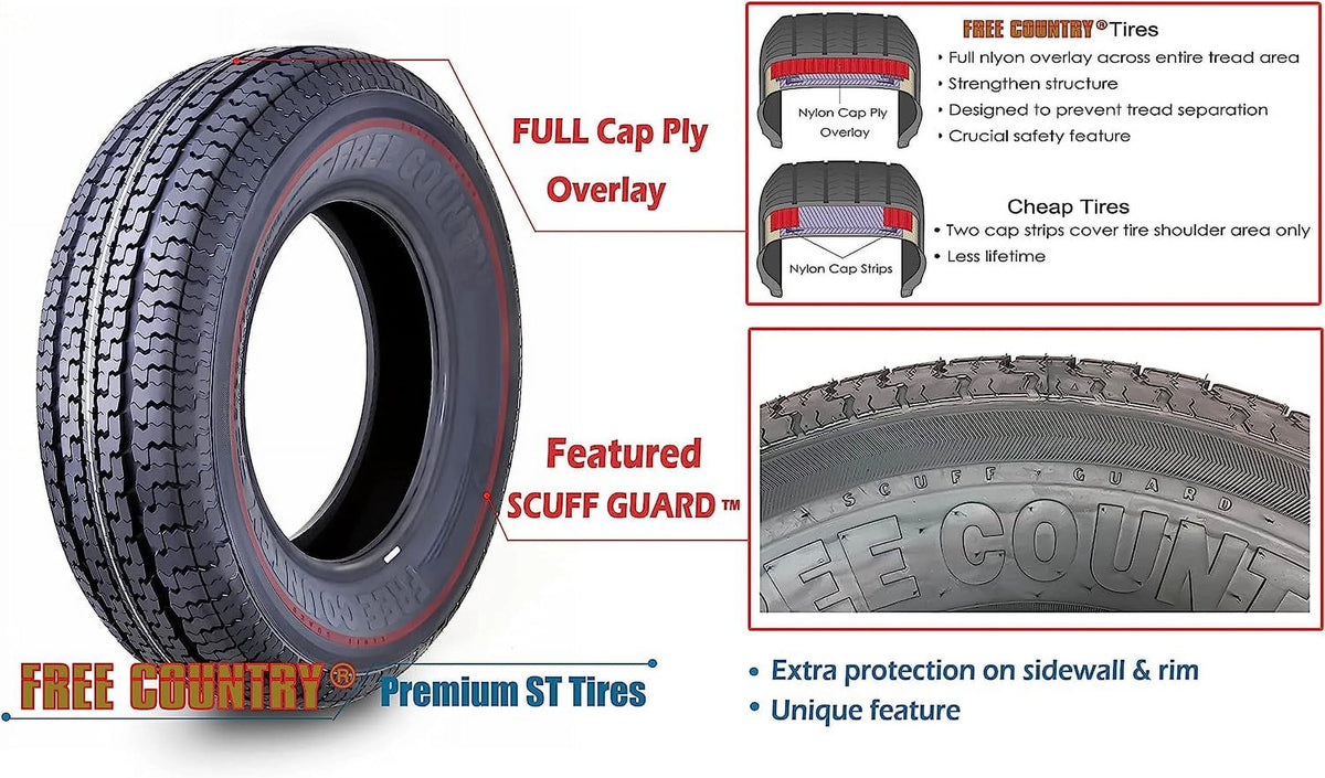 Set 4 Trailer Radial Tires ST225/75R15 10 Ply Load Range E H3956