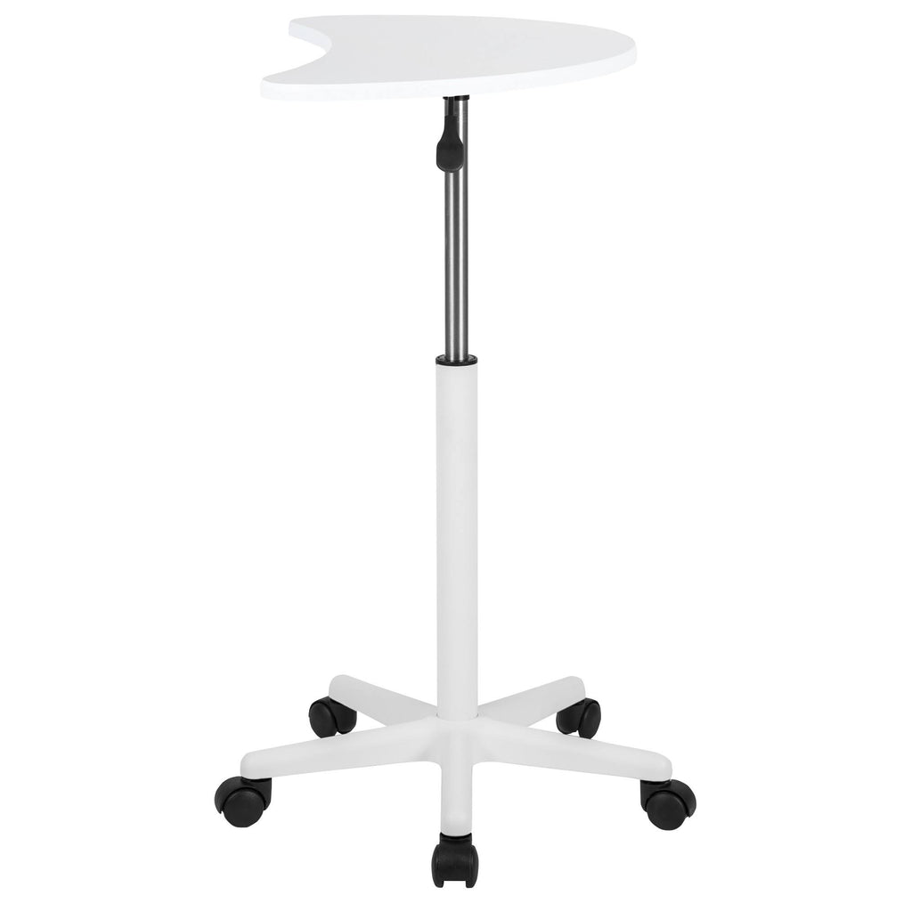 White Sit to Stand Mobile Laptop Computer Desk G1537