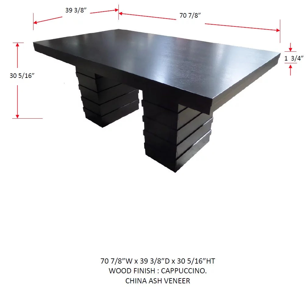 71" Cappuccino Wood Pedestal Dining Table U384