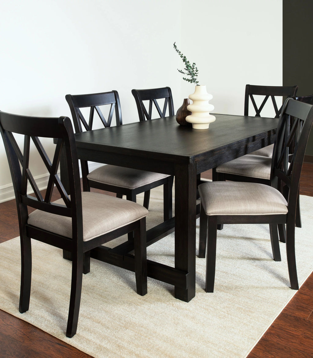 7-Piece Dining Set with 6 Cross-Back Chairs X802310