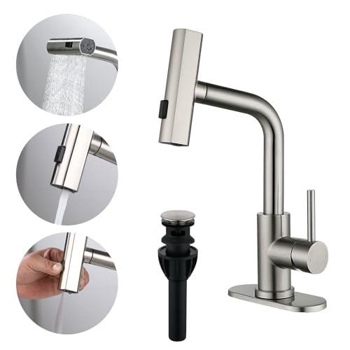 Brushed Gold Single Handle Pull Down Bathroom Faucet R4559