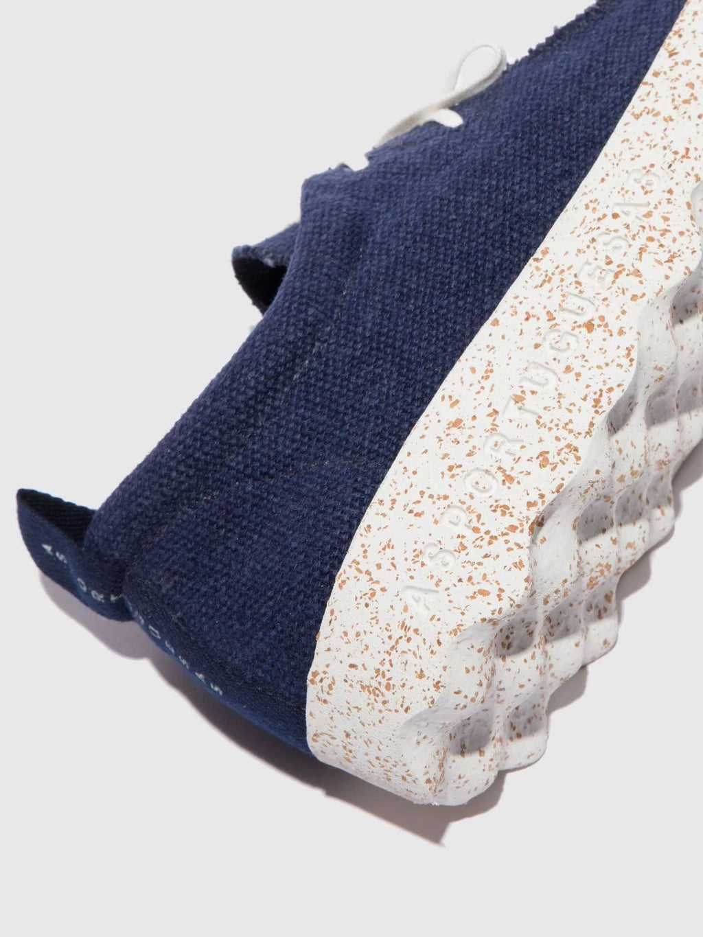 Navy Recycled Linen Lace-Up Trainers H7331