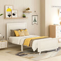 White Wood Twin Bed Frame with Headboard and Footboard T128988