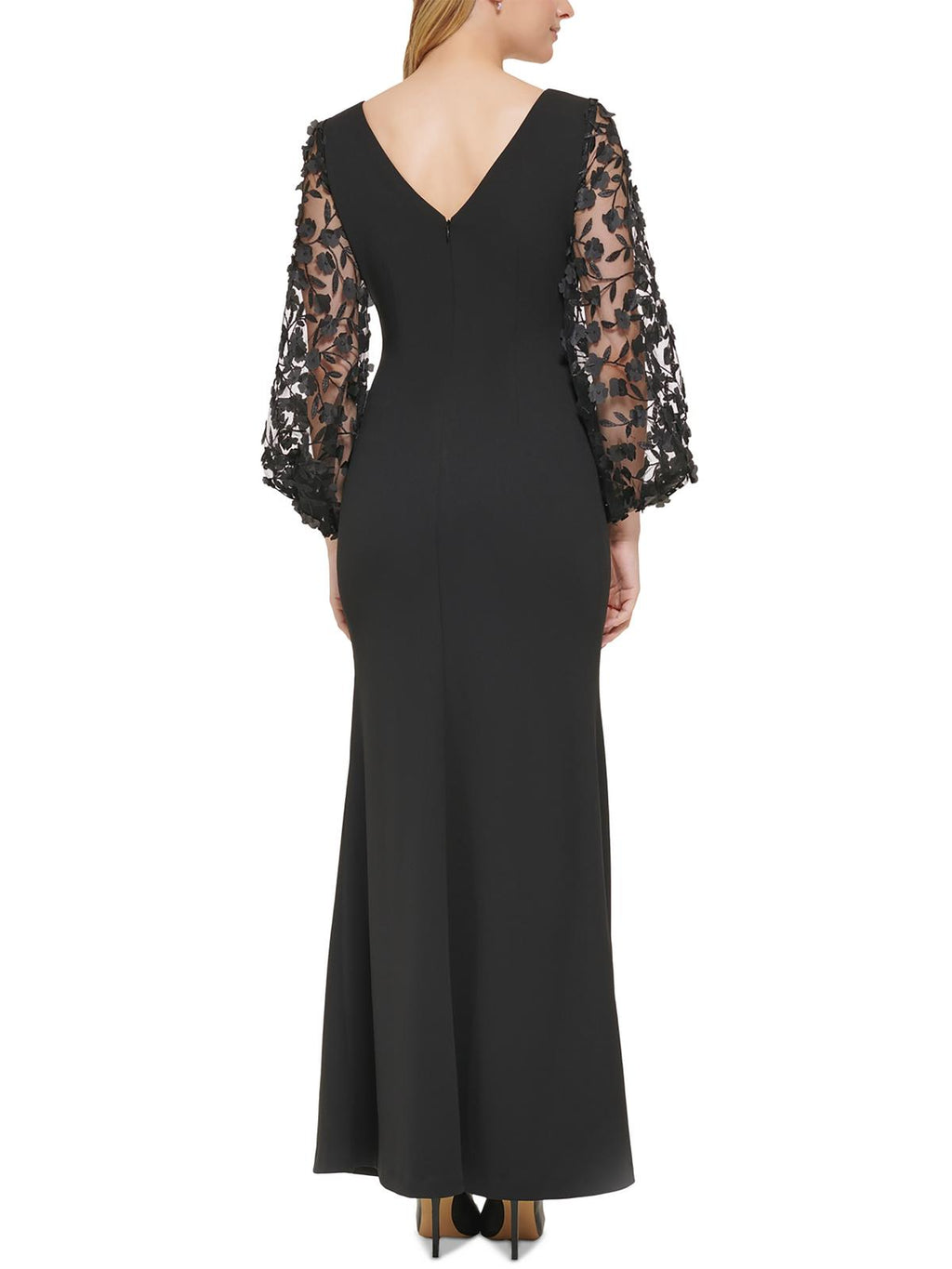 Petites Boat Neck Long Evening Dress M689565