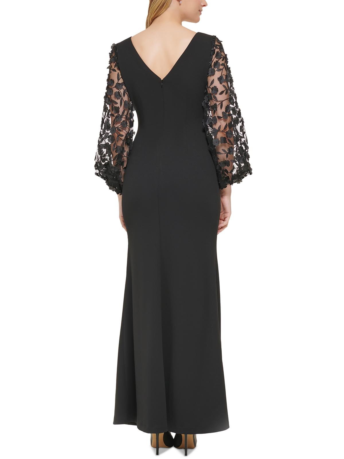 Petites Boat Neck Long Evening Dress M689565