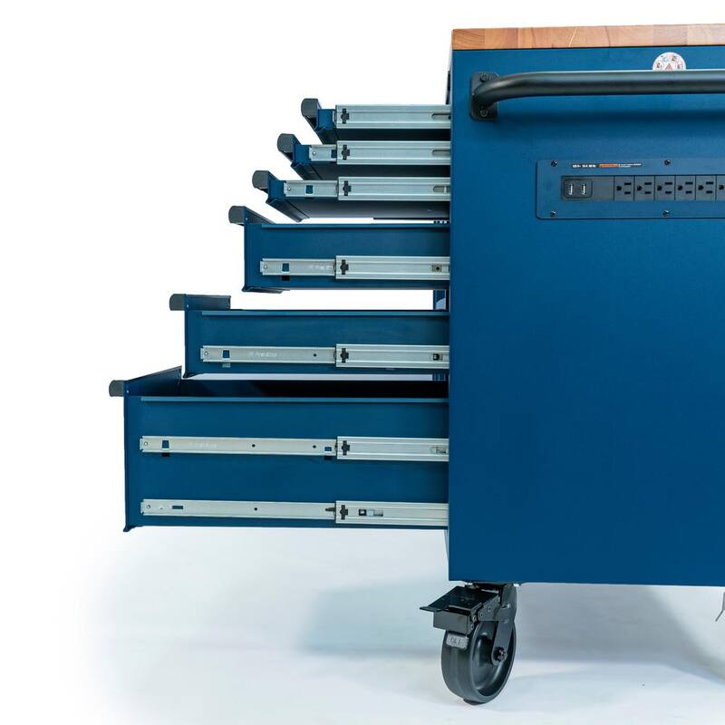 Heavy Duty 84 in. W Matte Blue Mobile Workbench Cabinet R2072
