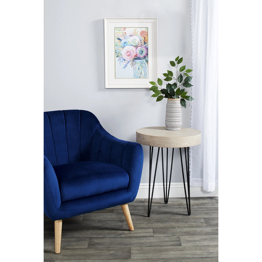 20" x 24" Brown Wood Accent Table with Black Metal Hairpin Legs N516784