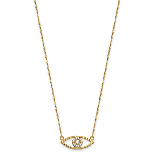 14 Karat Yellow Gold Diamond Evil Eye Necklace B472
