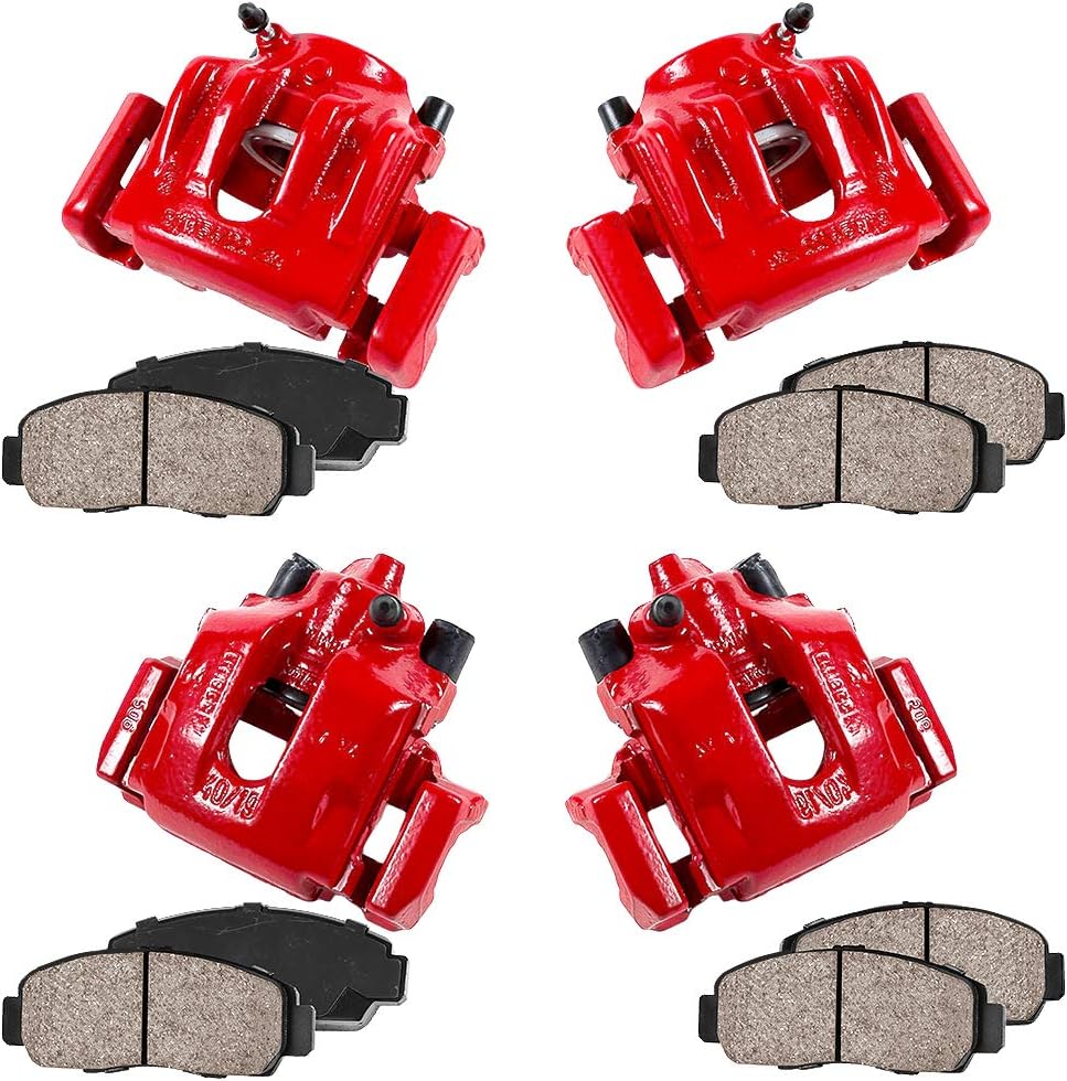 Red Powder Coated Caliper + Ceramic Brake Pads Kit Z27805