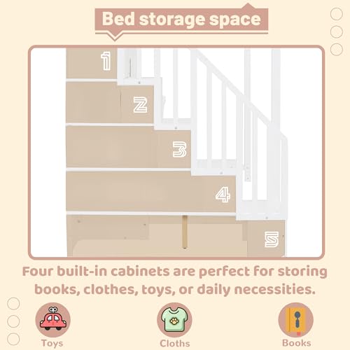 Grey Murphy Bed with Stairs and Desk O759264