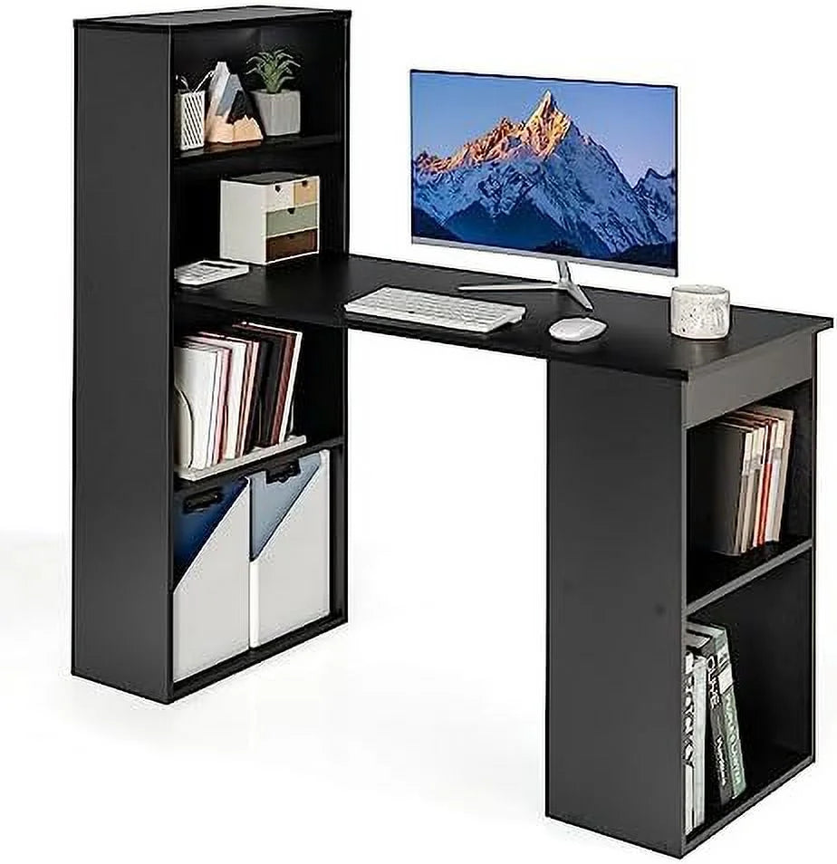 48 Inch Computer Desk with Bookshelf and CPU Stand Y71066