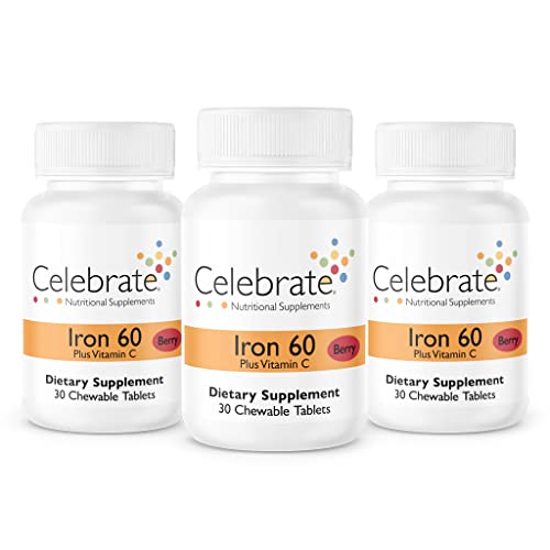 Iron with Vitamin C Chewables, 60 mg, Berry, 90 Count F82956