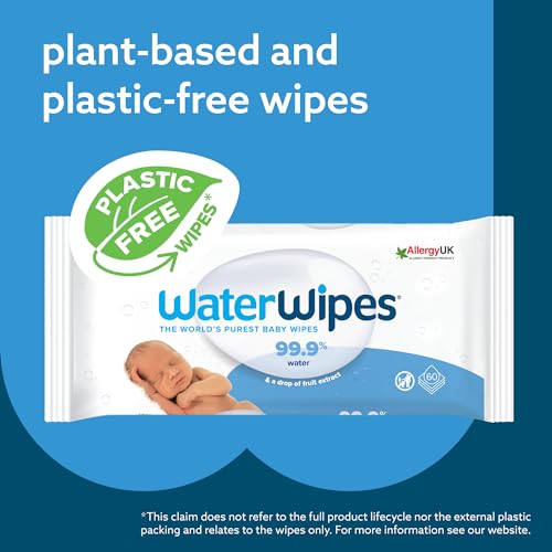 Plastic-Free Unscented Baby Wipes, 60 Count (Pack of 12) I71786