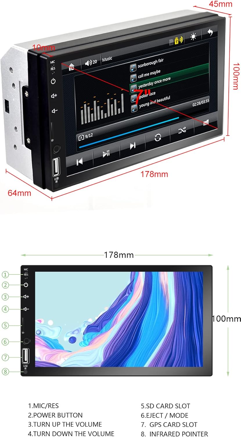 7 Inch Touchscreen Car Stereo with Backup Rear View Camera M165087