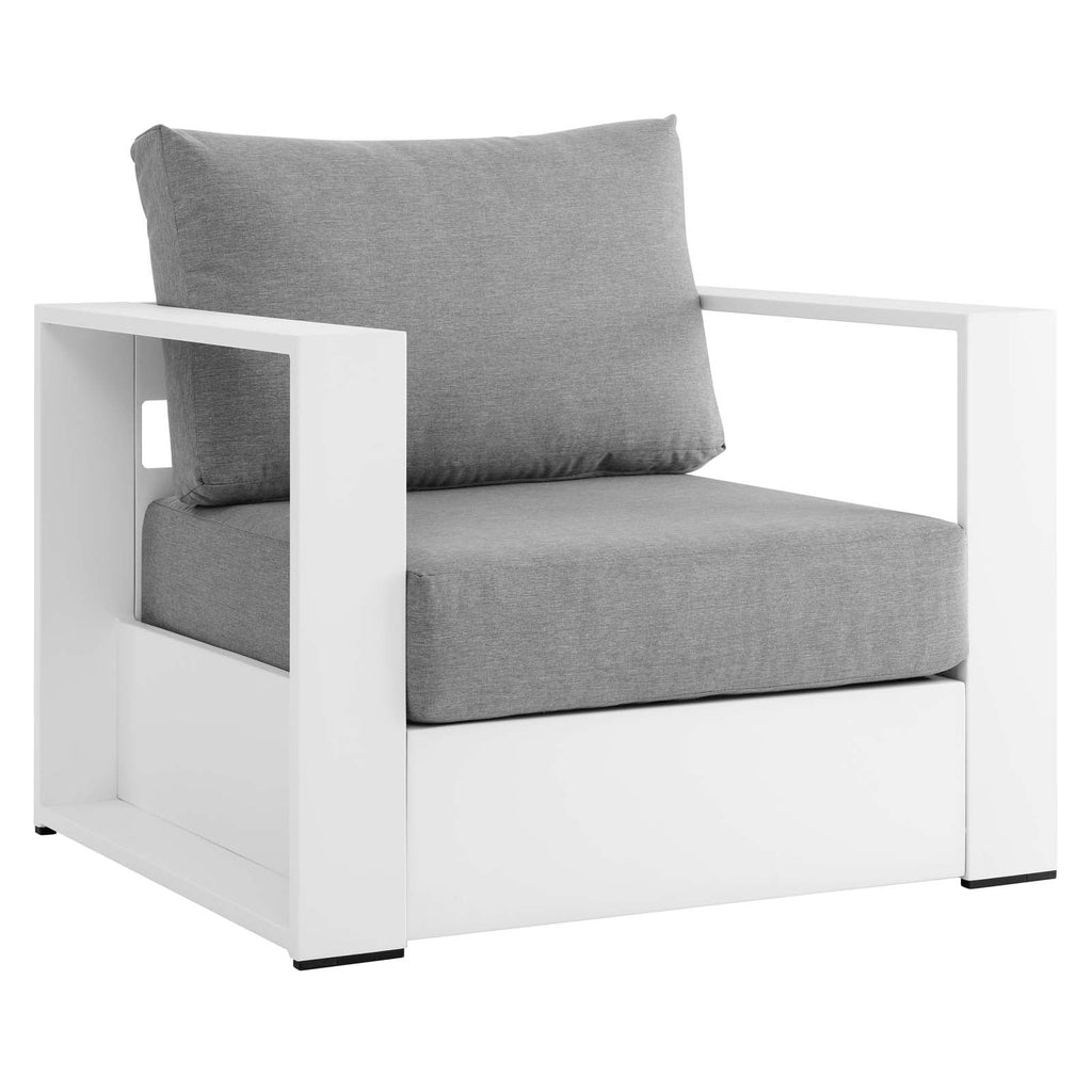 Gray/White Fabric & Aluminum Outdoor Armchair (Set of 2) Y76644