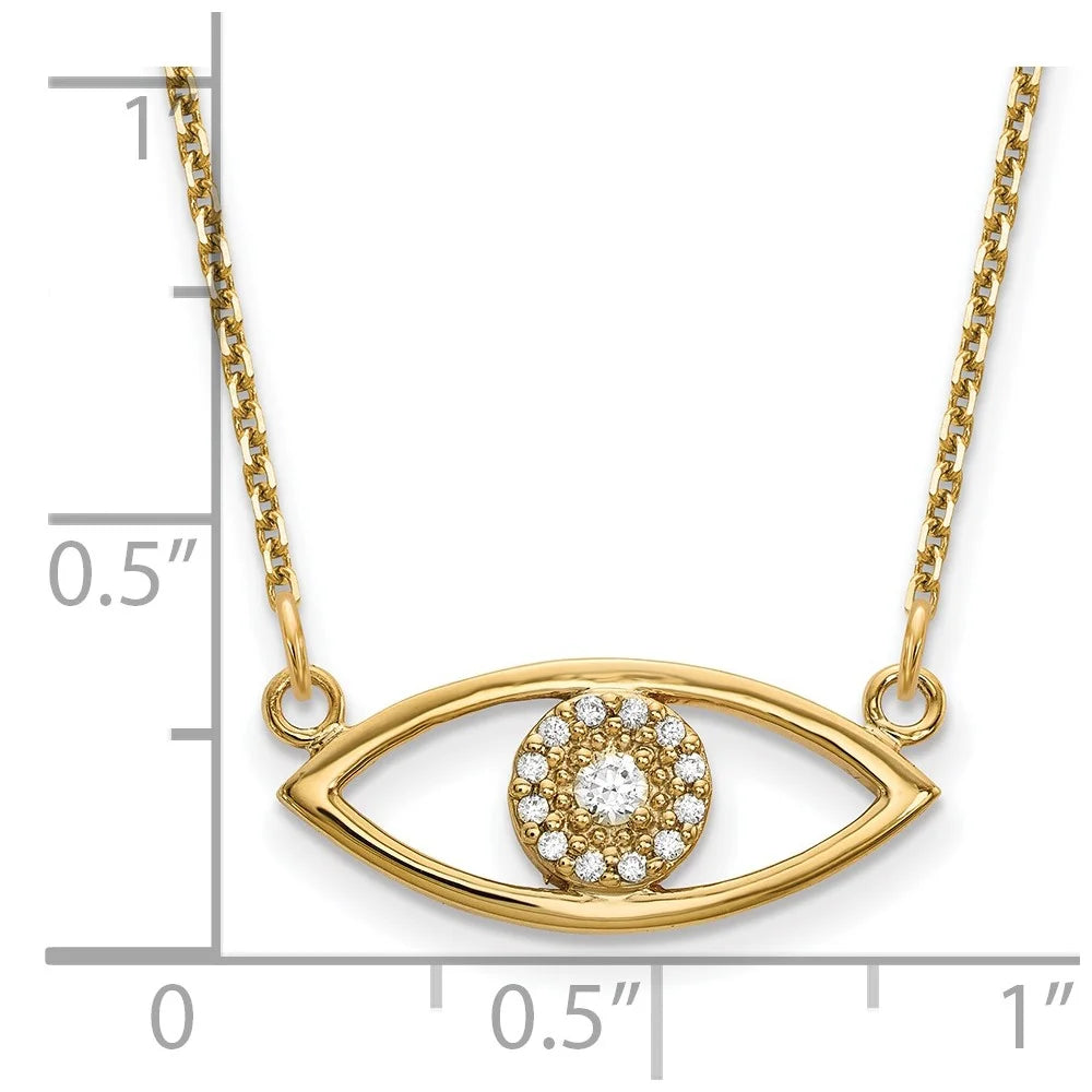 14 Karat Yellow Gold Diamond Evil Eye Necklace B472