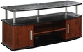 47 TV Stand with 2 Storage Cabinets in Cherry/Black and Stainless Steel Clad Finish F92058