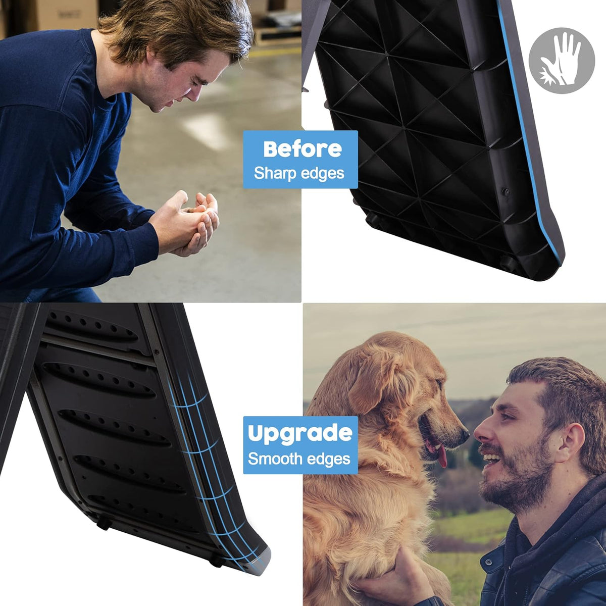 Folding Pet Ramp with Side Rails, 63 L x 14.75 W, Black U1887
