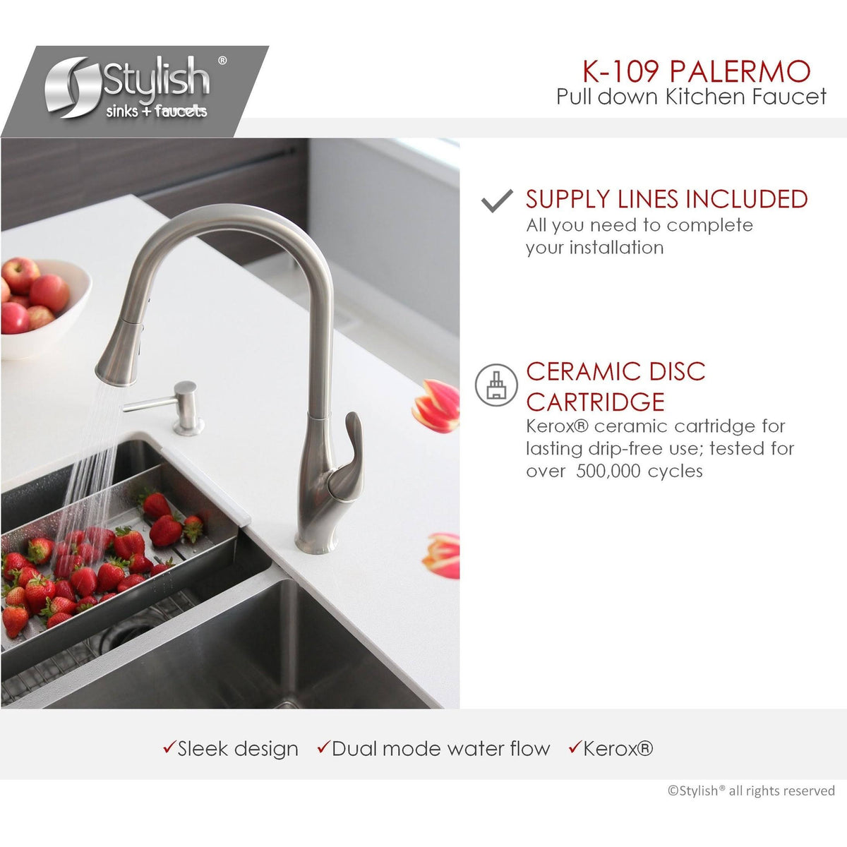 Brushed Nickel Single Handle Pull Down Kitchen Faucet J3358