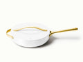 White Sauté Pan with Gold Handle V1661