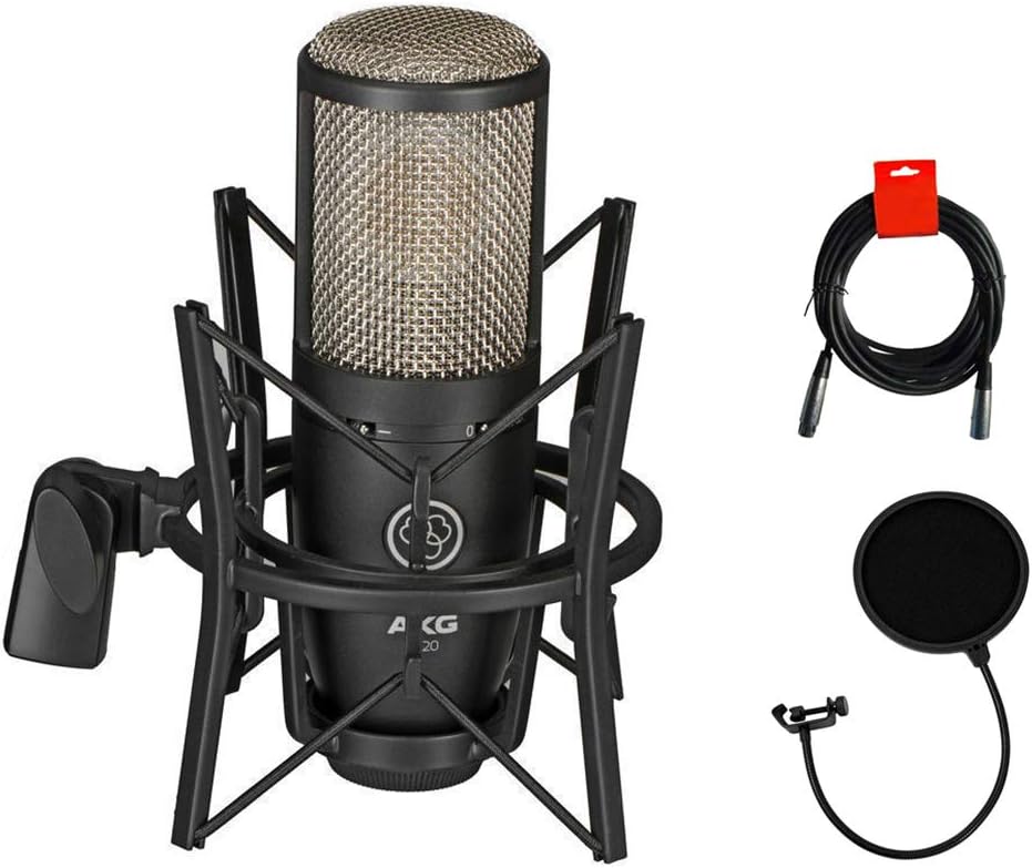Large Diaphragm Condenser Microphone with Pop Filter and XLR To XLR Cable R9371