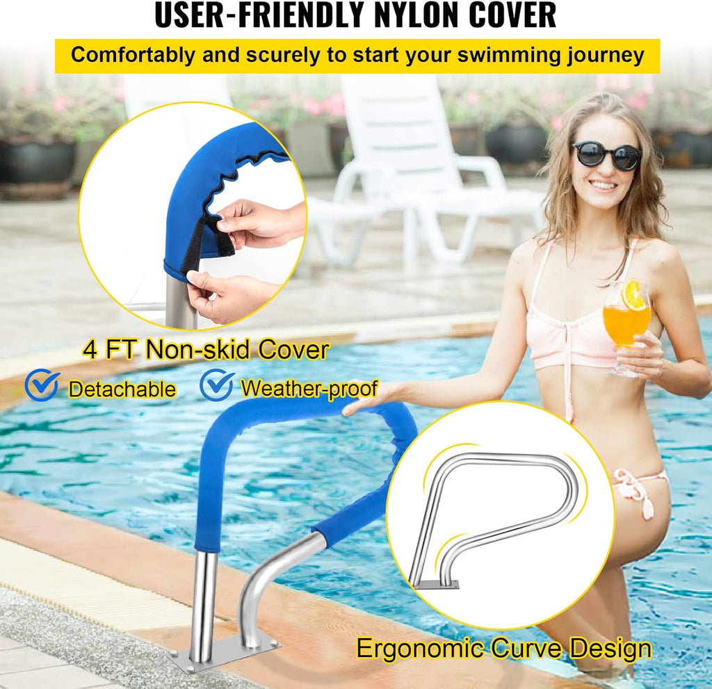Pool Railing 304 Stainless Steel with Blue Grip Cover S1239