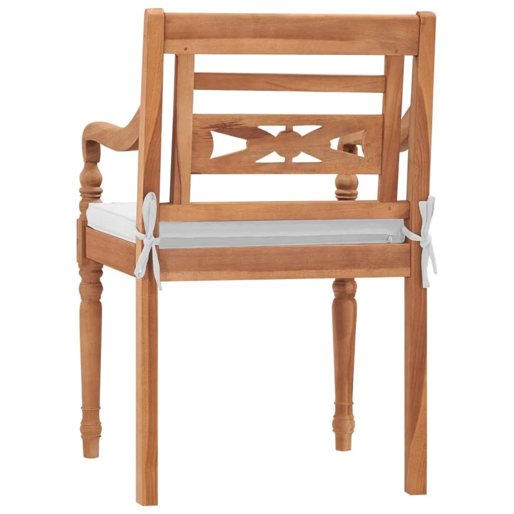 2 pcs Solid Teak Wood Chairs with Cushions P116