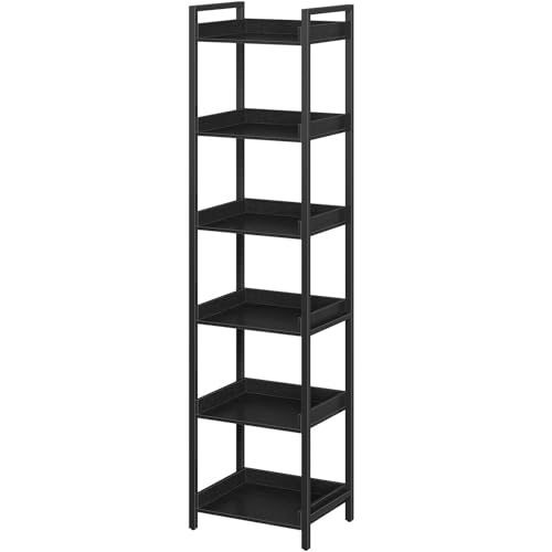 6 Tier Rustic Brown Bookshelf with 4 Hooks A284