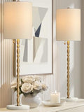 Buffet Lamps Set of 2, 28.5" Tall Brass Finish Linen Shade Z726919