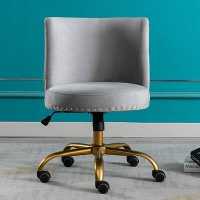 Gray Velvet Swivel Desk Chair Q2109