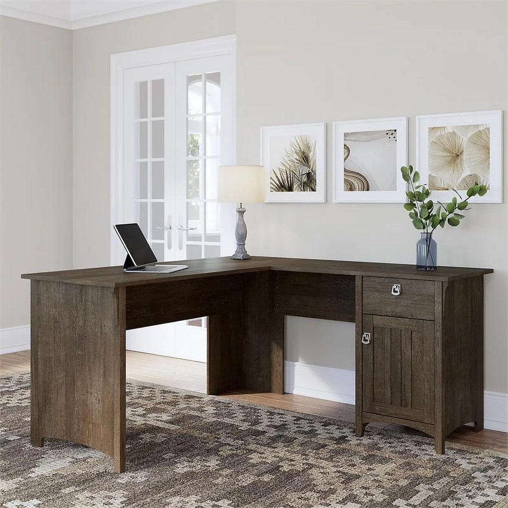L Shaped Desk with Storage in Ash Brown Z620411