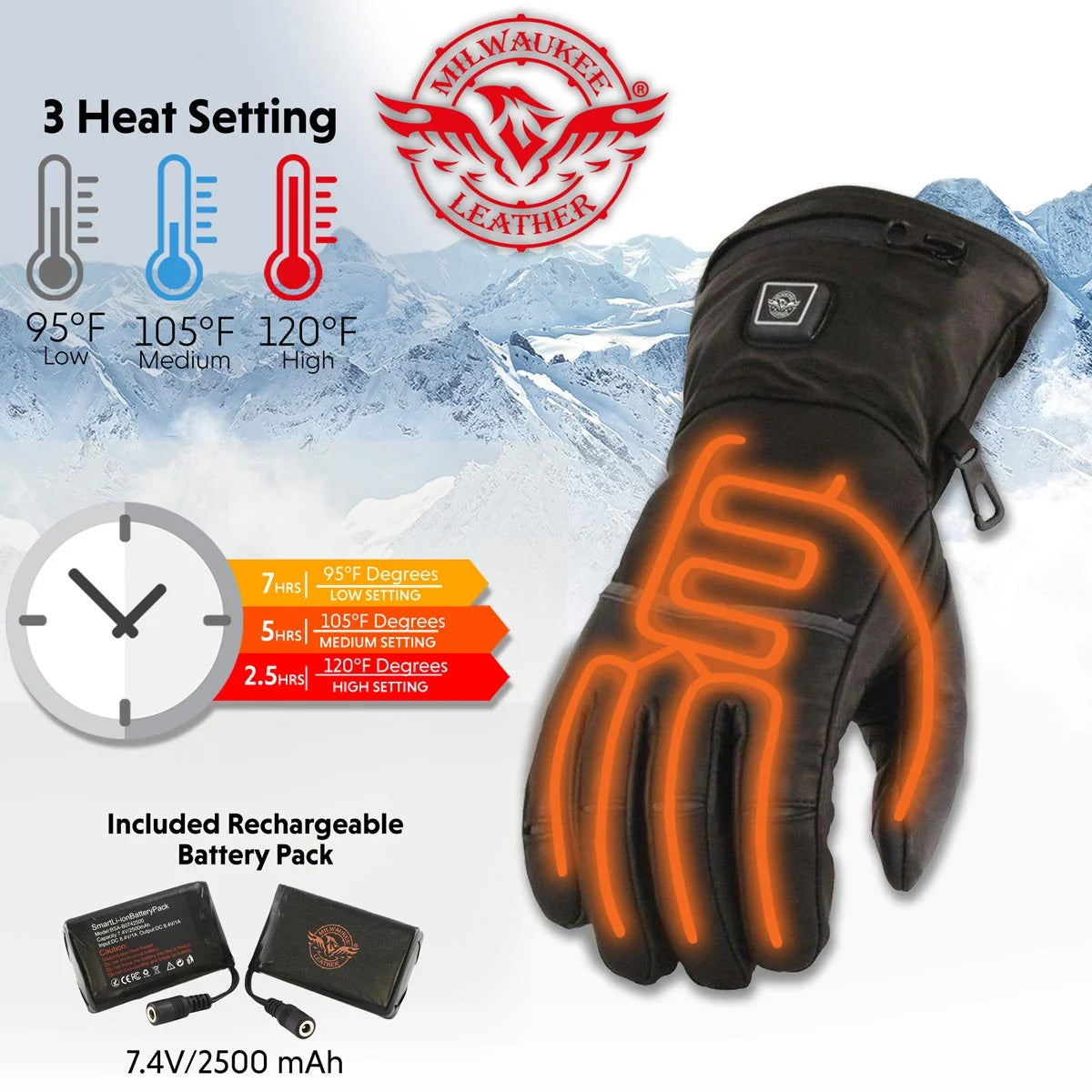 Heated Winter Gloves with Battery 3X-Large X5151