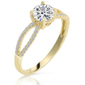 14K Solid Yellow Gold Engagement Ring with 1 CTW Round Cubic Zirconia Solitaire, Size 8 F5524