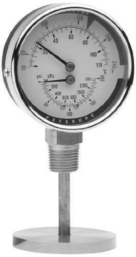 Tridicator with Lag\Rear Stem, 1/4x22 NPT Connection, 2.5x22 Face N321211