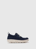 Navy Recycled Linen Lace-Up Trainers H7331