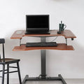 Walnut/Black Pneumatic Height Adjustable Sit Stand Laptop Desk with Keyboard Holder W44399
