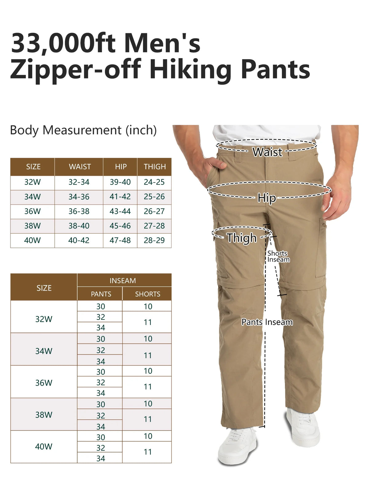 Convertible Quick Dry Stretch Zip-Off Lightweight Cargo Pants K858