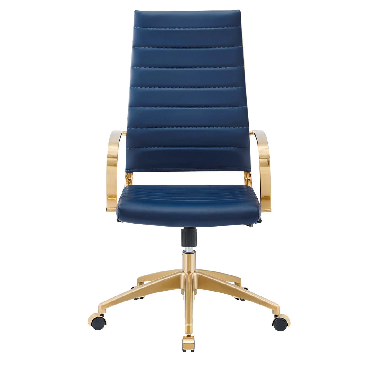 Navy Gold Faux Vinyl Leather High Back Chair V252