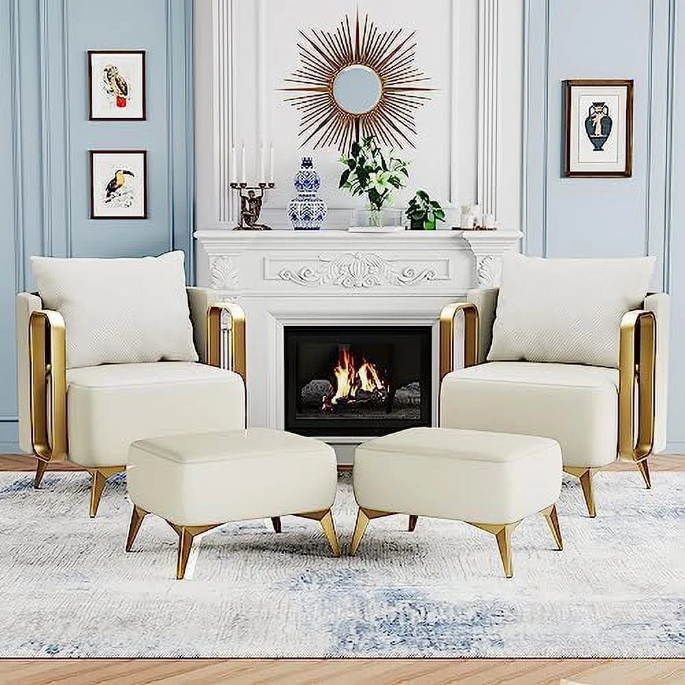 Faux Leather Accent Chair with Ottoman G8045