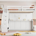 Grey Murphy Bed with Stairs and Desk O759264