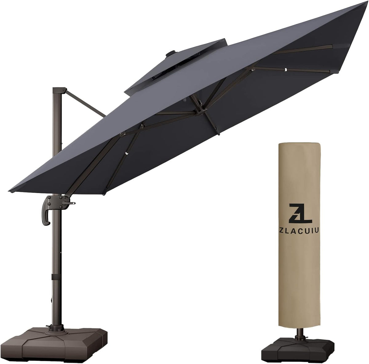 Navy blue 10 * 10FT Square Cantilever Patio Umbrella S994