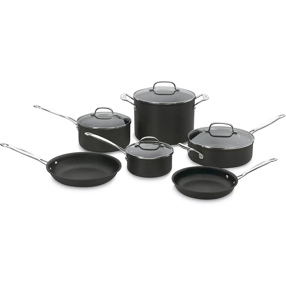 10-Piece Nonstick Hard-Anodized Cookware Set with 12-Piece Knife Set Y2251