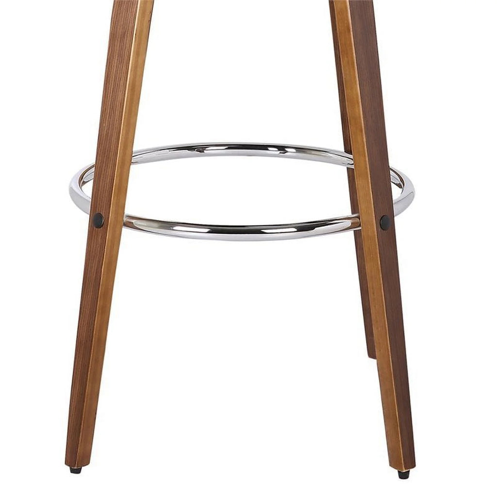 26" Faux Leather Wood Counter Stool in Brown/Walnut T453