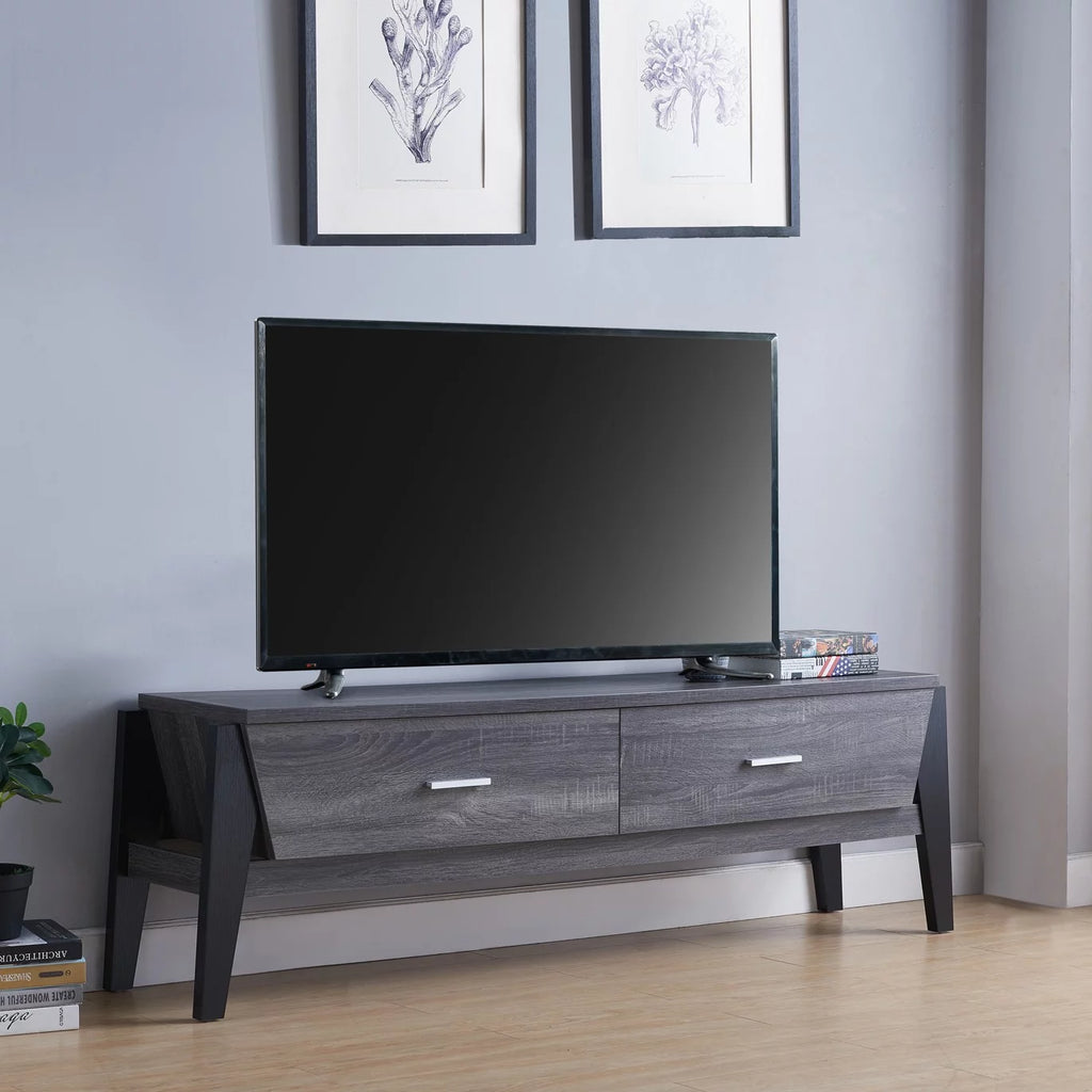 Distressed Gray & Black TV Stand Y917