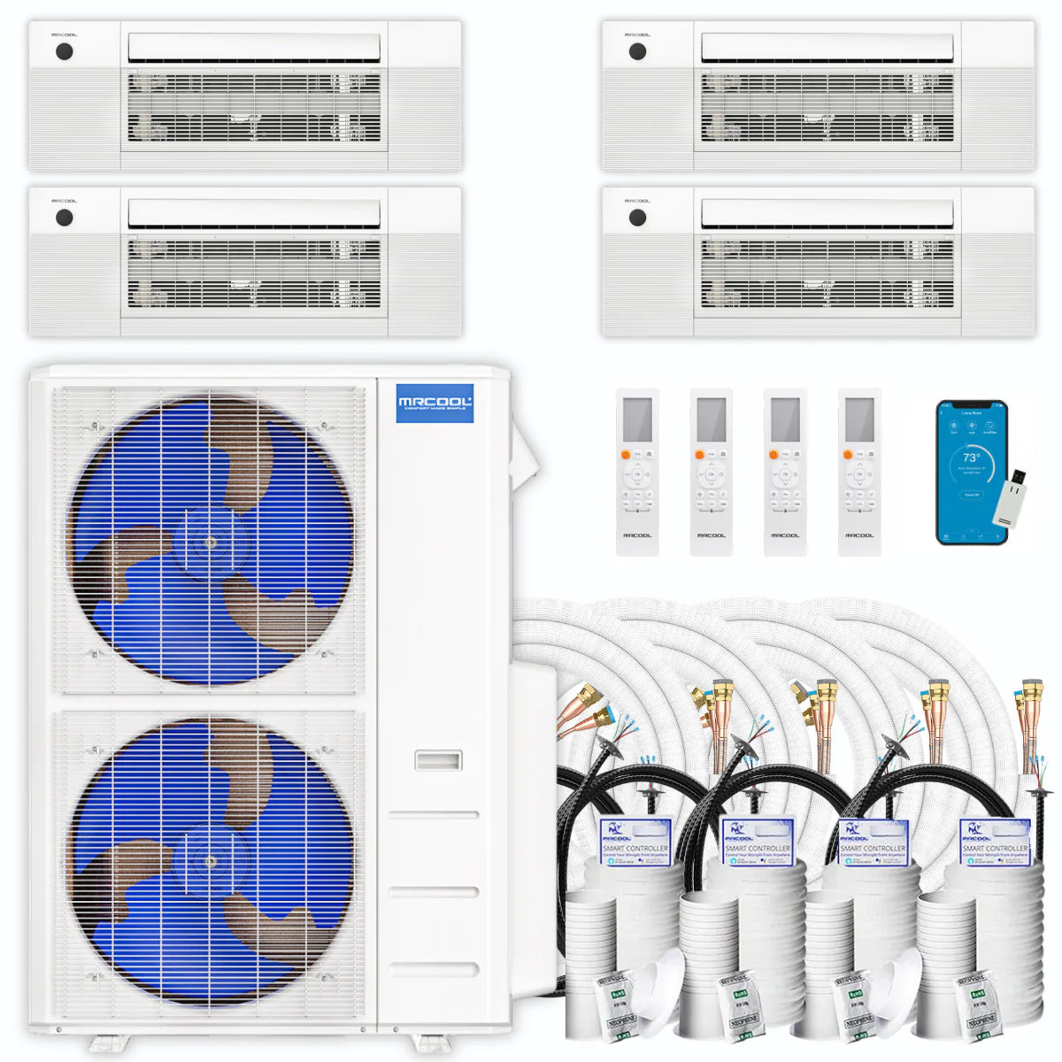 42,000 BTU 4 Zone Ceiling Cassette Ductless Air Conditioner and Heat Pump C619