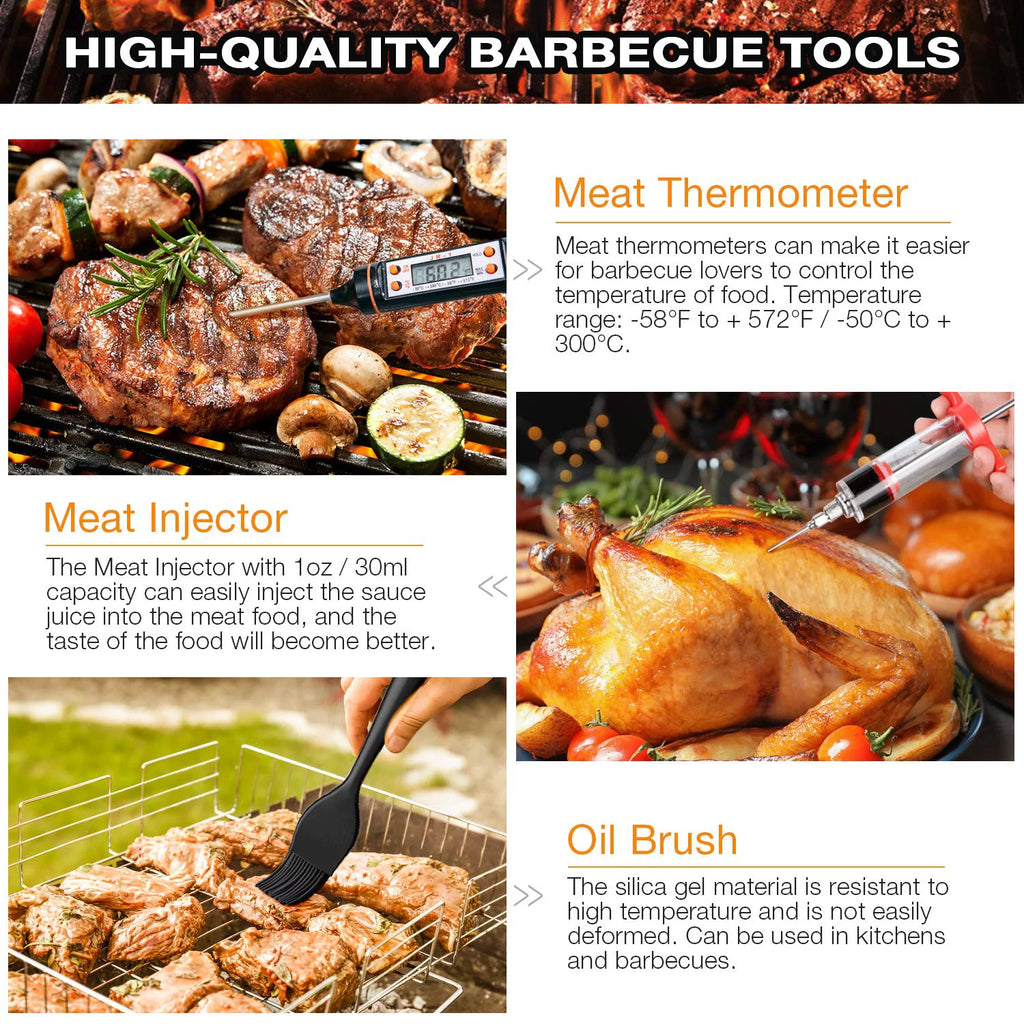 35 Pcs BBQ Grill Accessories Set with Thermometer, Fork, Tongs V895