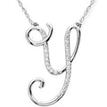1/4ct Diamond "Y" Initial Pendant 18" Necklace 14K White Gold L269892